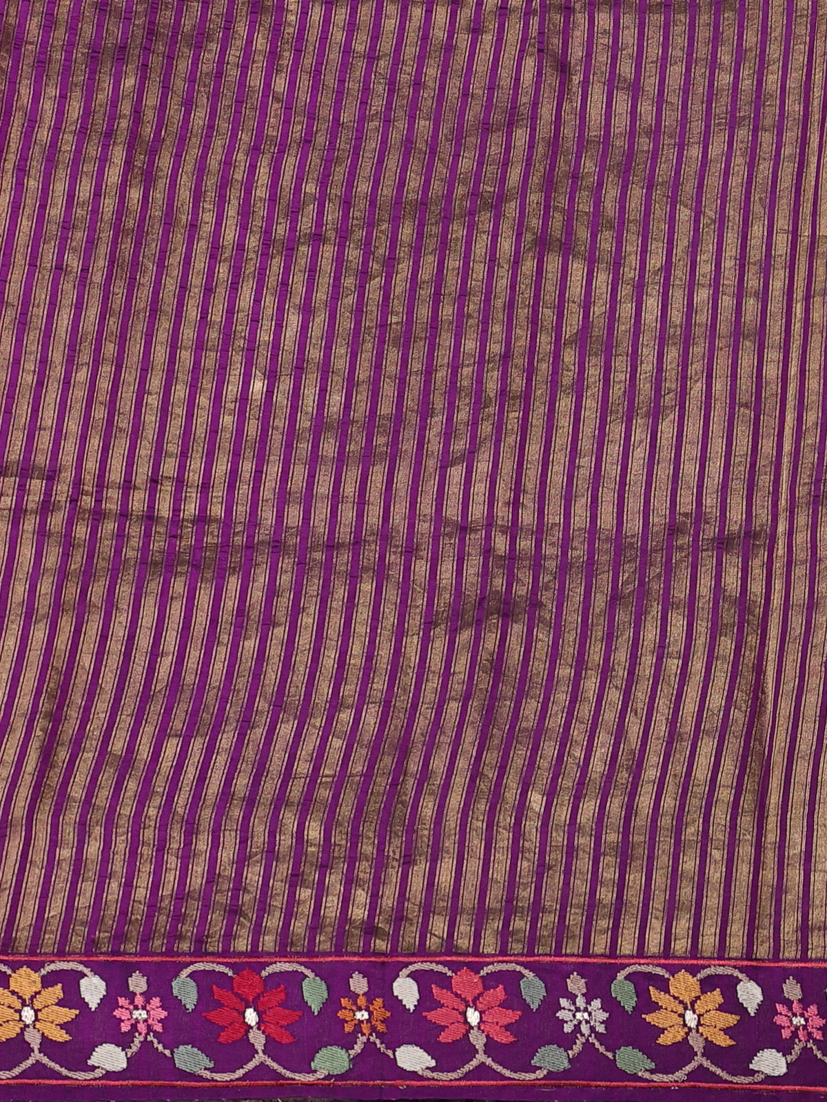 Purple Embroidered Banarasi Silk Saree