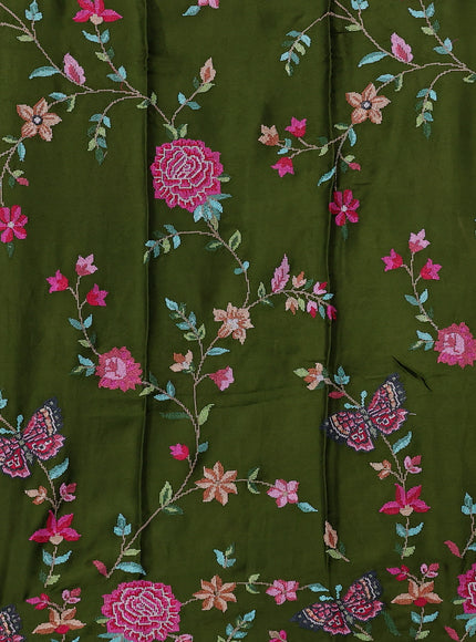 Mehendi Green Embroidered Banarasi Silk Saree