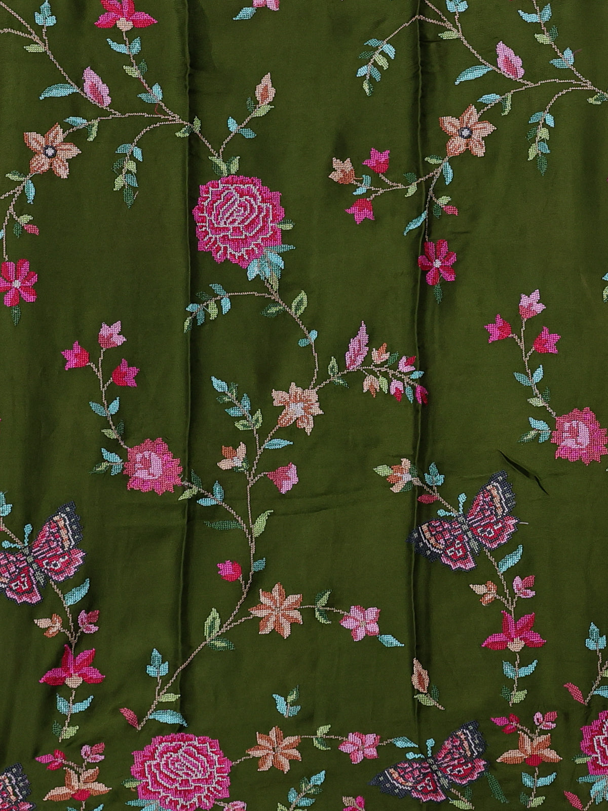 Mehendi Green Embroidered Banarasi Silk Saree