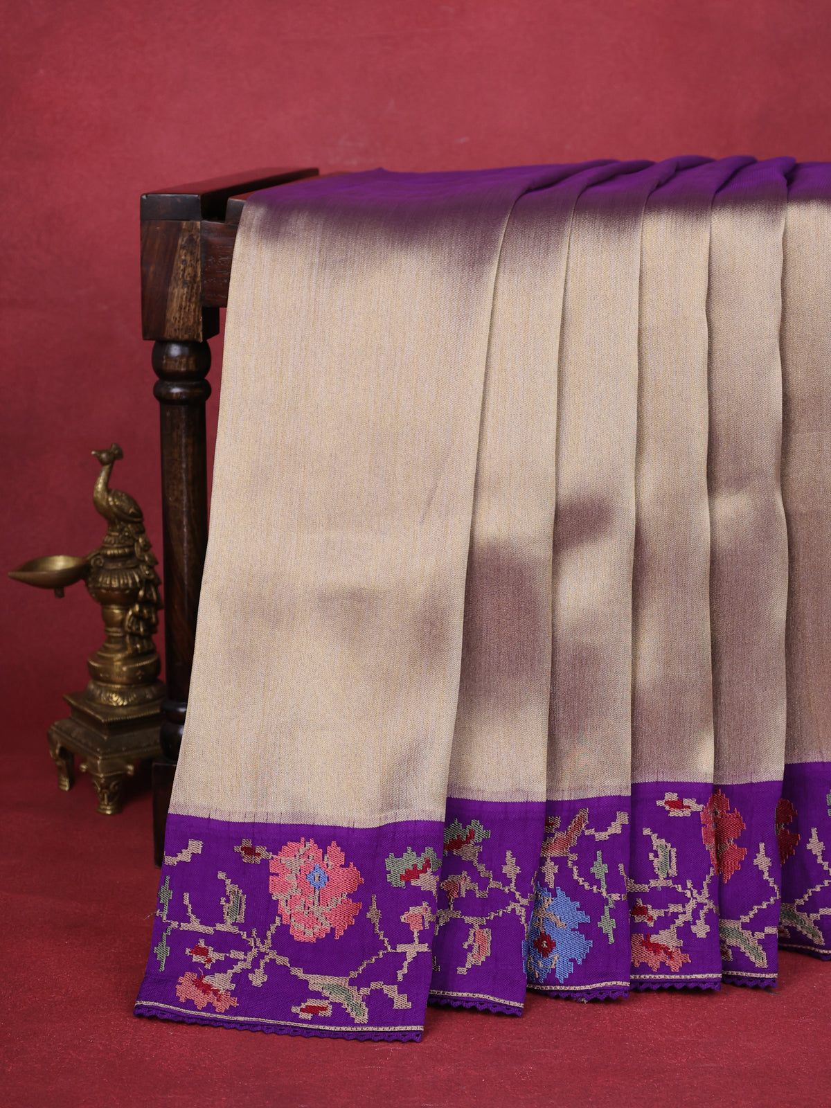 Gold -Violet Tissue Silk Saree