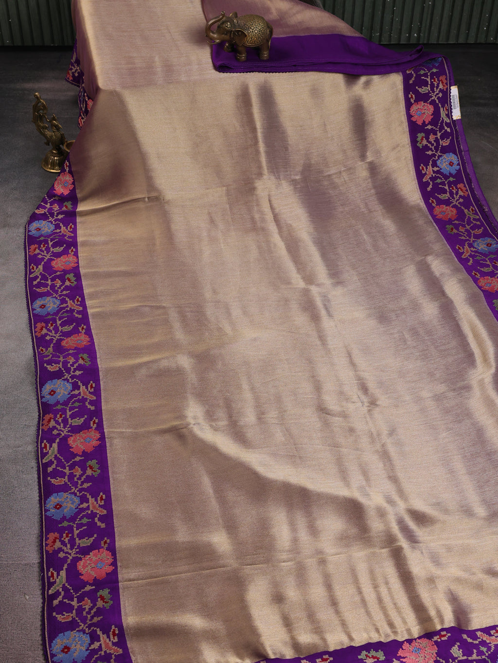 Gold -Violet Tissue Silk Saree