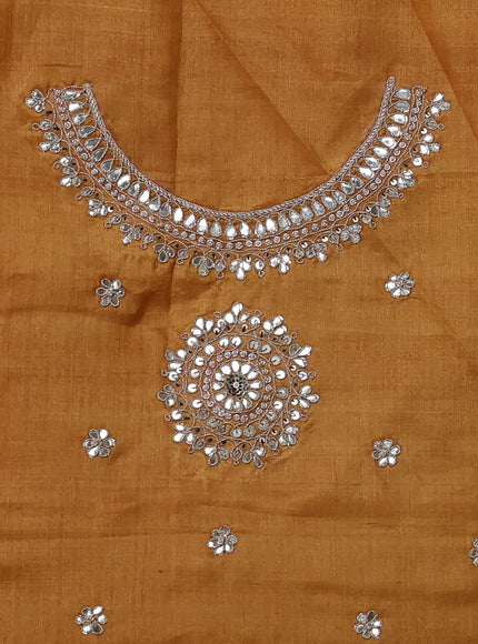 Mustard Yellow-Brown Tussar Silk Saree