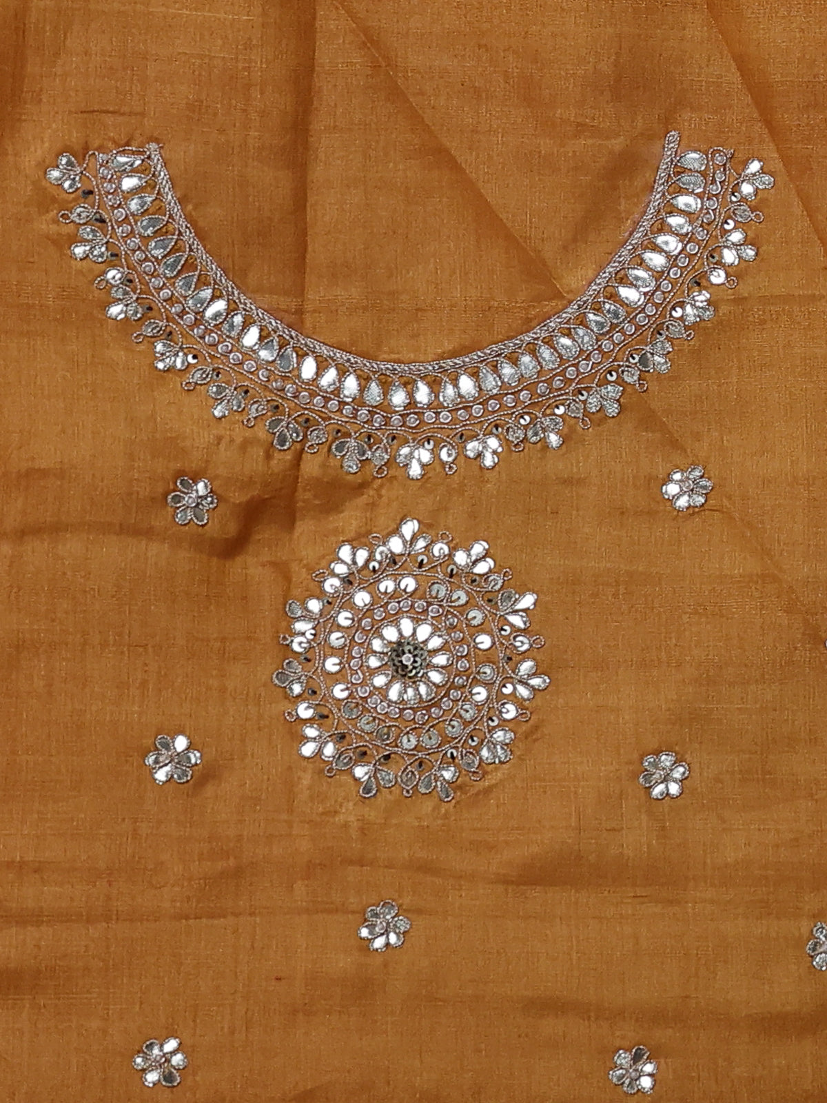 Mustard Yellow-Brown Tussar Silk Saree