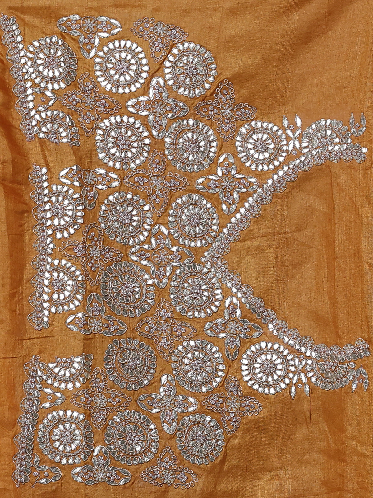 Red-Mustard Tussar Silk Saree