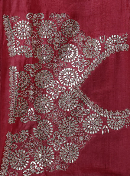 Red-Black Tussar Silk Saree