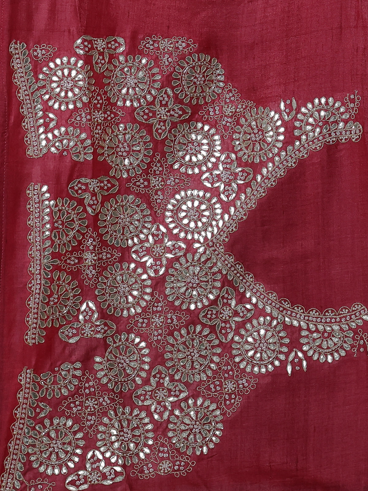 Red-Black Tussar Silk Saree
