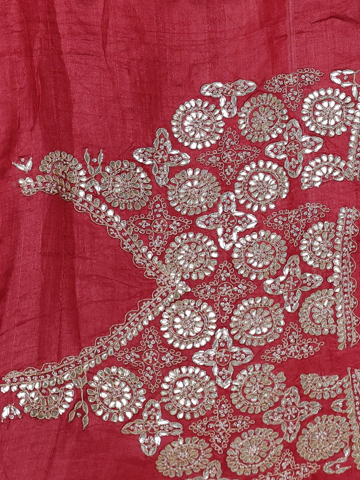 Dark Mustard-Red Tussar Silk Saree