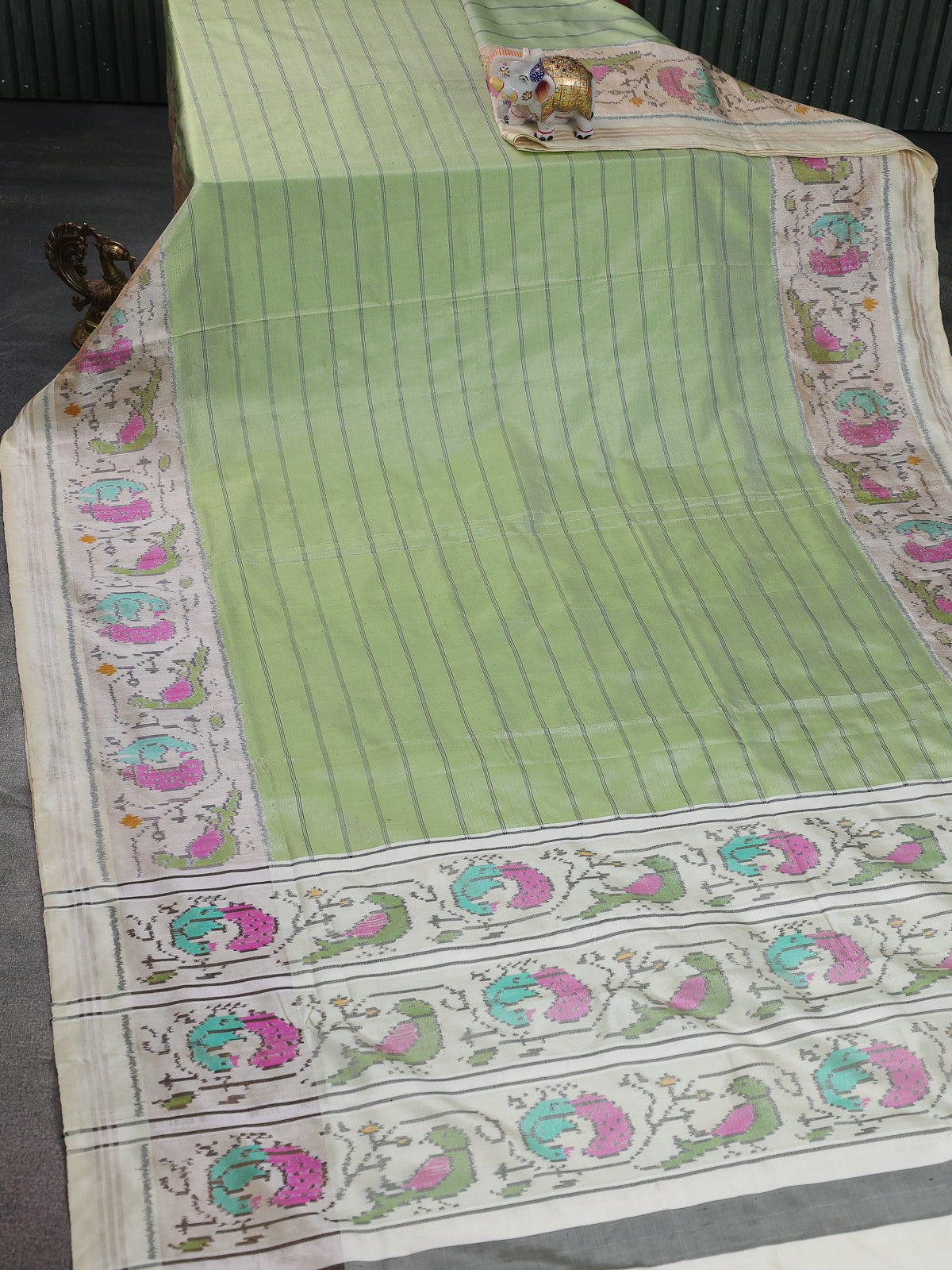 Off White Pochampally Silk Saree