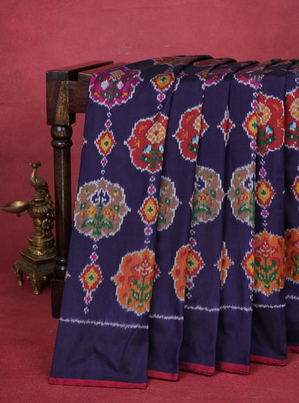 Navy Blue-Maroon Pochampally Silk Saree