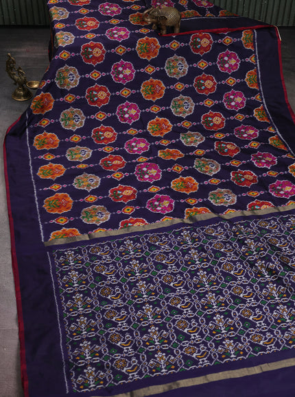 Navy Blue-Maroon Pochampally Silk Saree