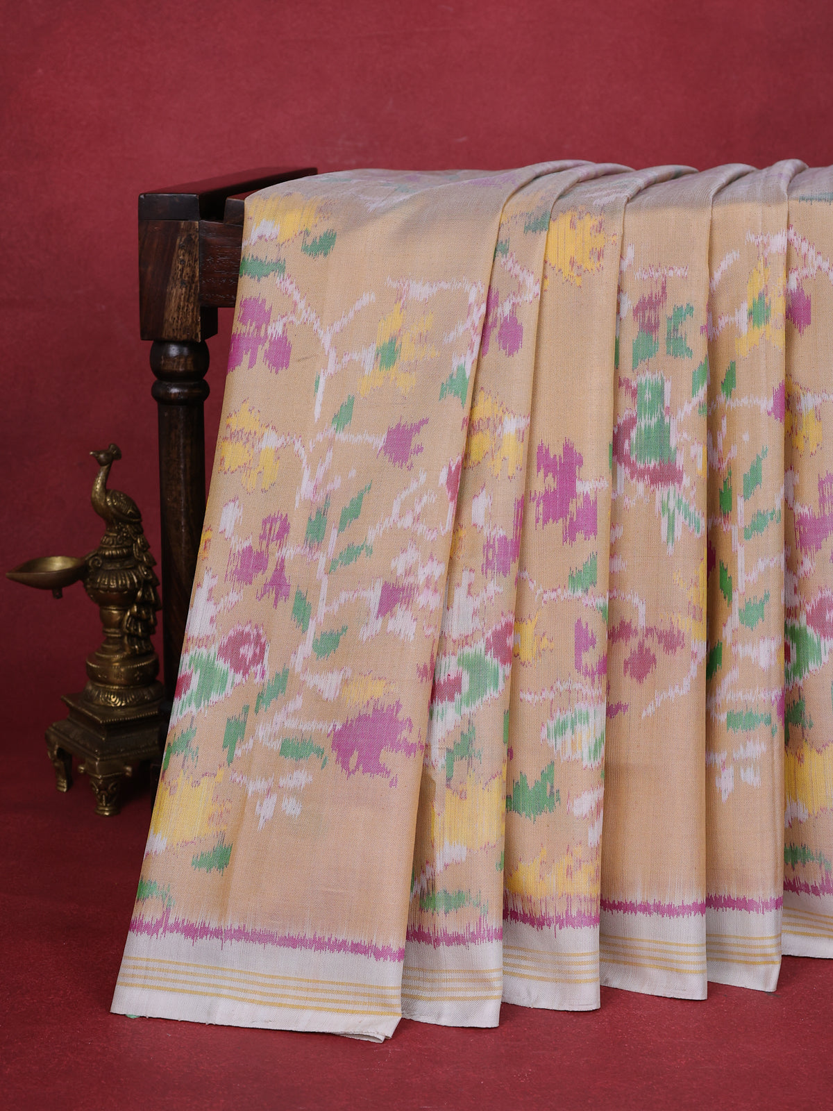 Pale Yellow Pochampally Silk Saree