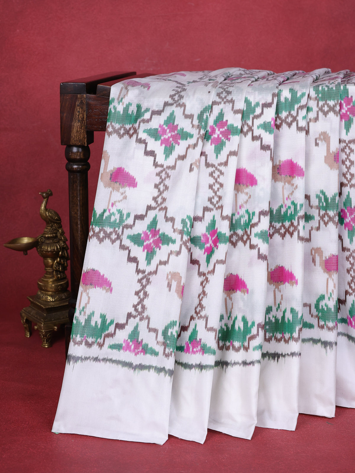 Off White Pochampally Silk Saree