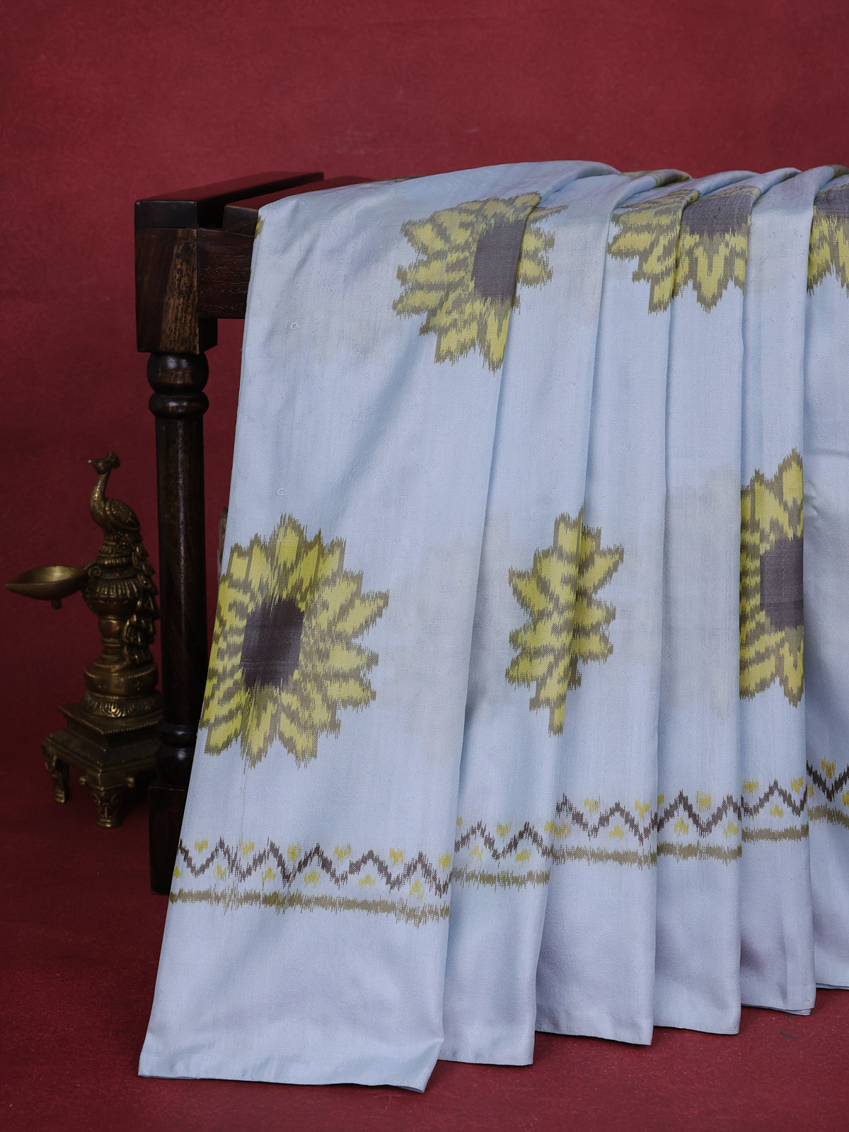 Pastel Blue Pochampally Silk Saree