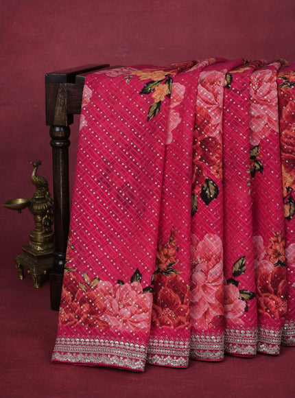 Pink Sequin Embroidered Georgette Saree