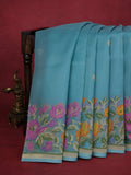 Teal Blue Banarasi Kora Saree