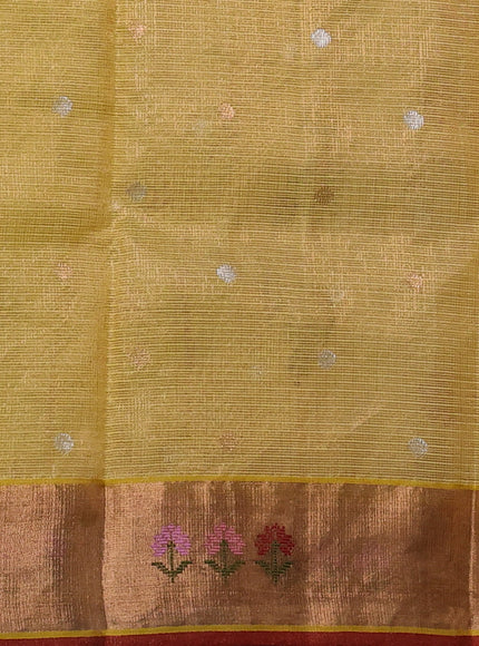 Pale Yellow Kota Tissue Silk Saree
