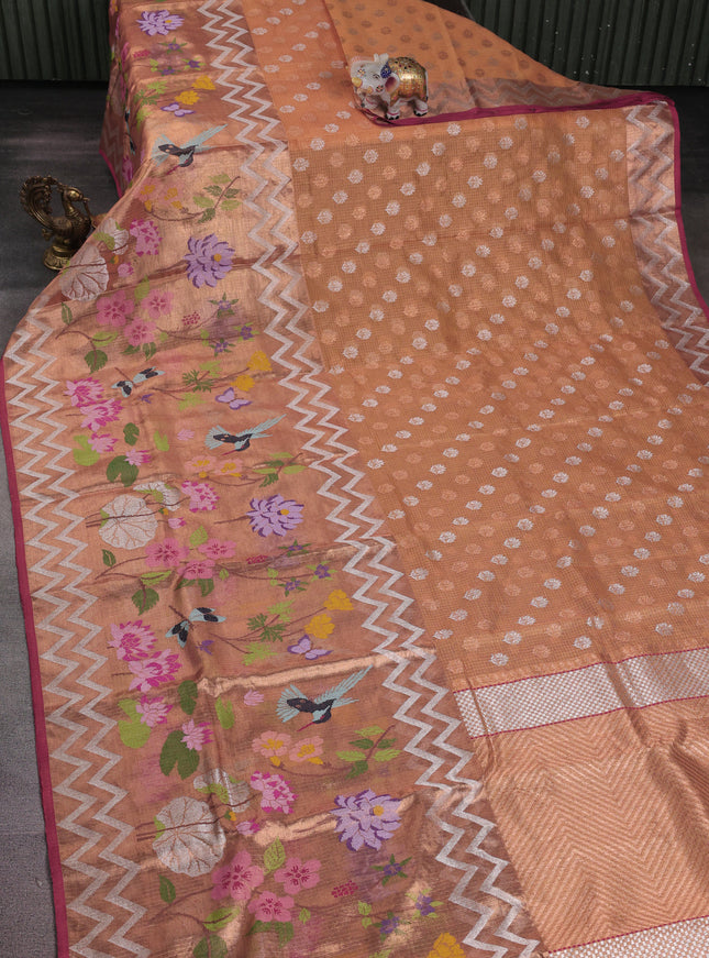 Pale Orange Kota Tissue Silk Saree