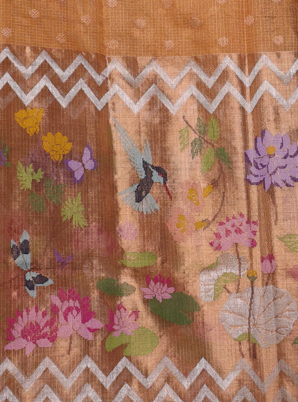 Pale Orange Kota Tissue Silk Saree