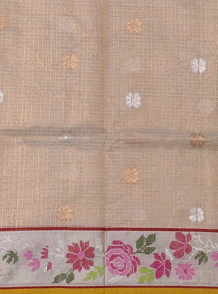 Yellow- Off White Kota Tissue Saree
