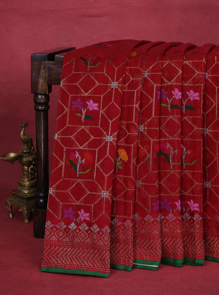Red Kota Tissue Silk Saree