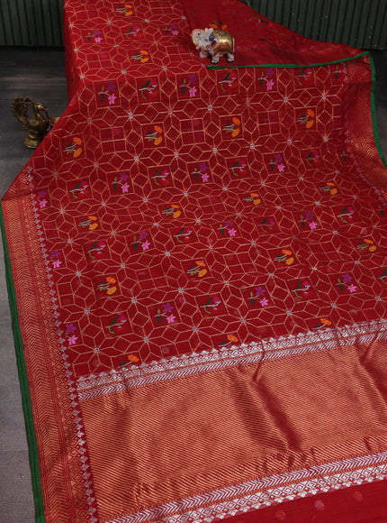 Red Kota Tissue Silk Saree
