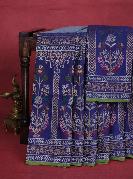 Navy Blue Kota Tissue Silk Saree