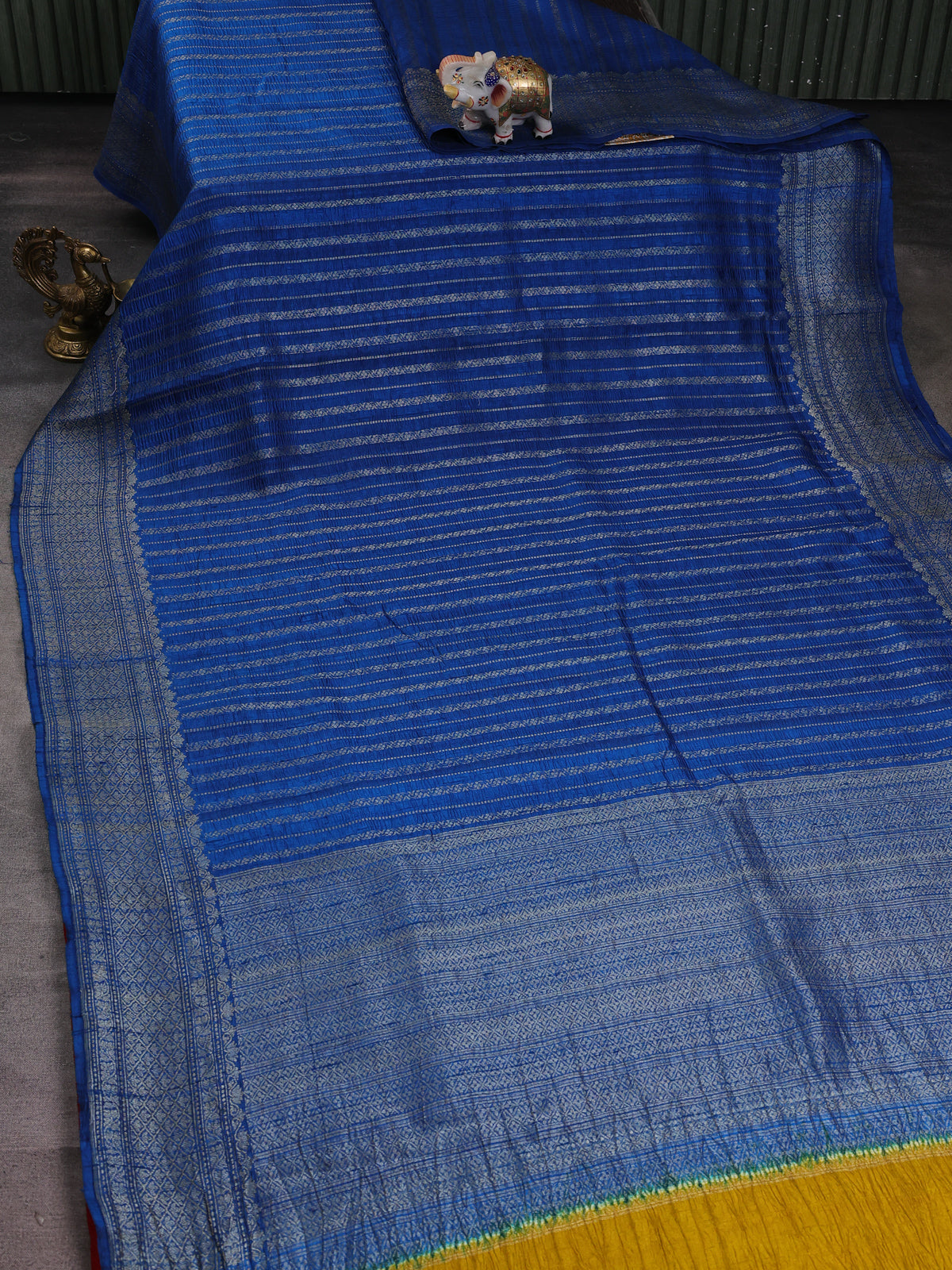 Blue -Red Banarasi Raw Silk Saree