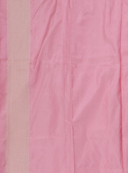 Peach Pink Banarasi Tanshoi Silk Saree