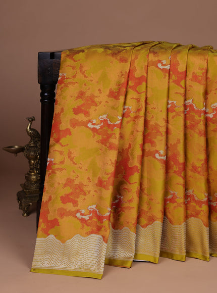 Mustard Yellow Banarasi Tanshoi Silk Saree