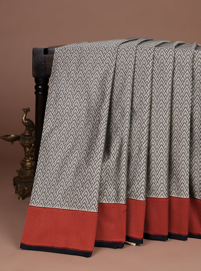 Beige - Maroon Banarasi Tanshoi Silk Saree