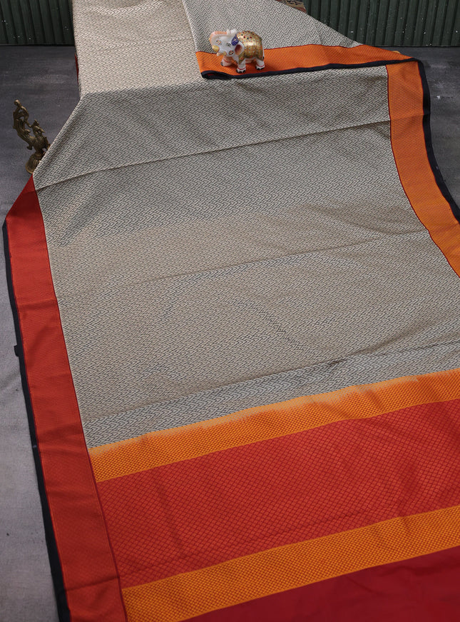 Beige - Maroon Banarasi Tanshoi Silk Saree
