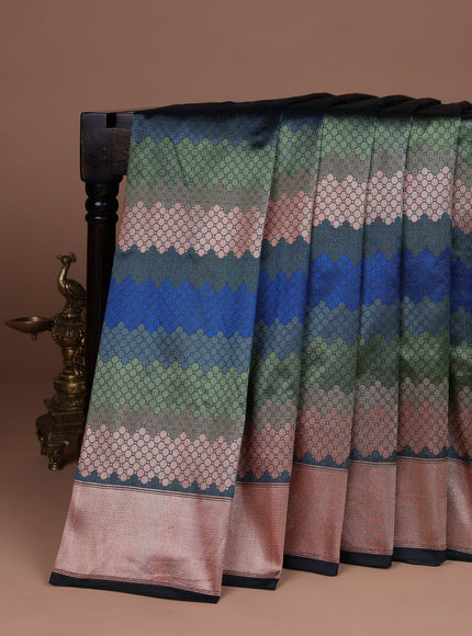 Peacock Blue Banarasi Tanshoi Silk Saree