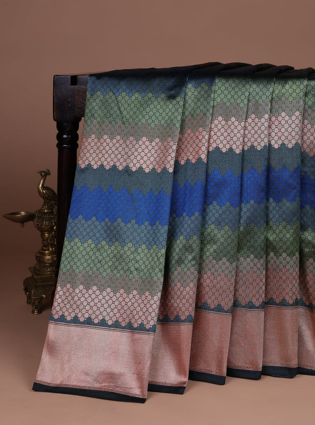 Peacock Blue Banarasi Tanshoi Silk Saree