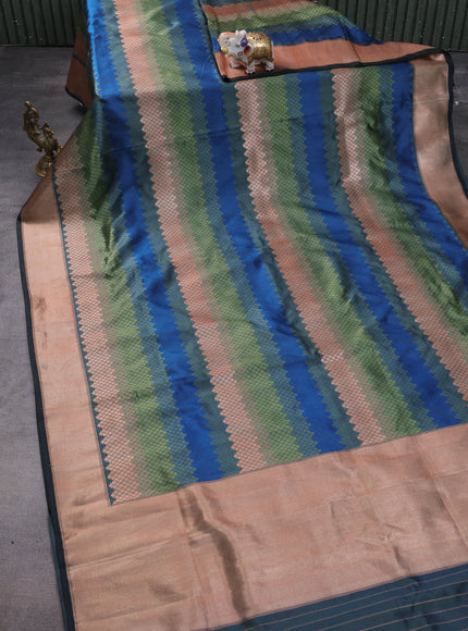 Peacock Blue Banarasi Tanshoi Silk Saree