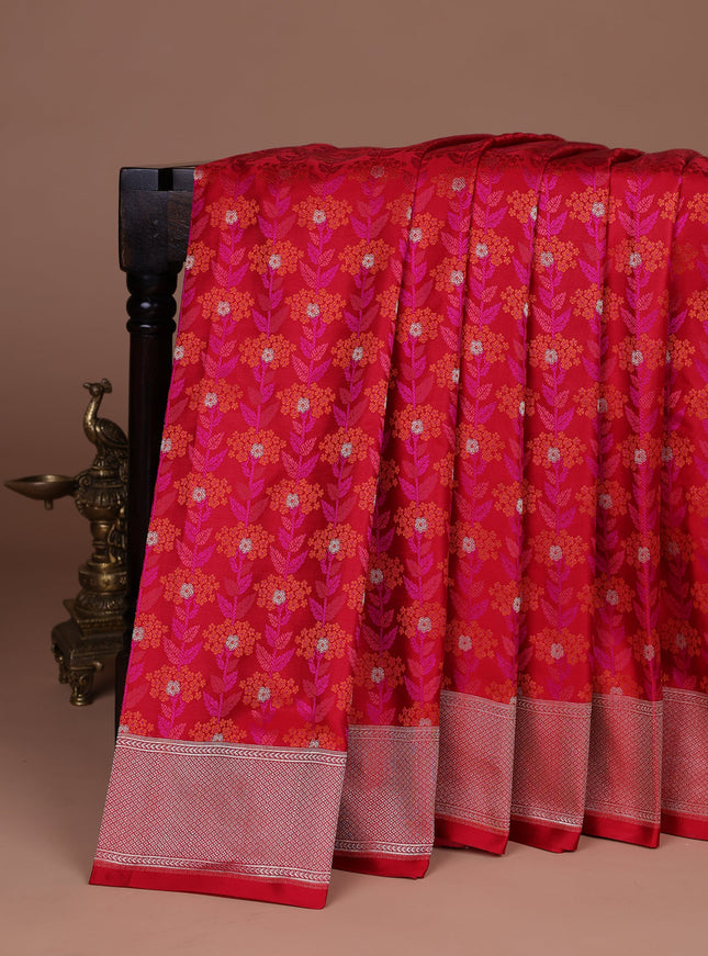 Red Banarasi Tanshoi Silk Saree