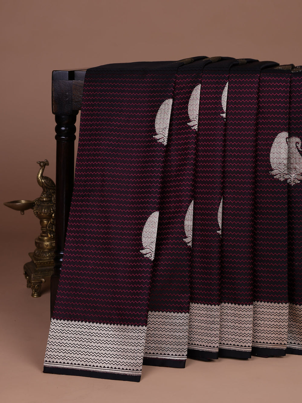 Black Banarasi Tanshoi Silk Saree