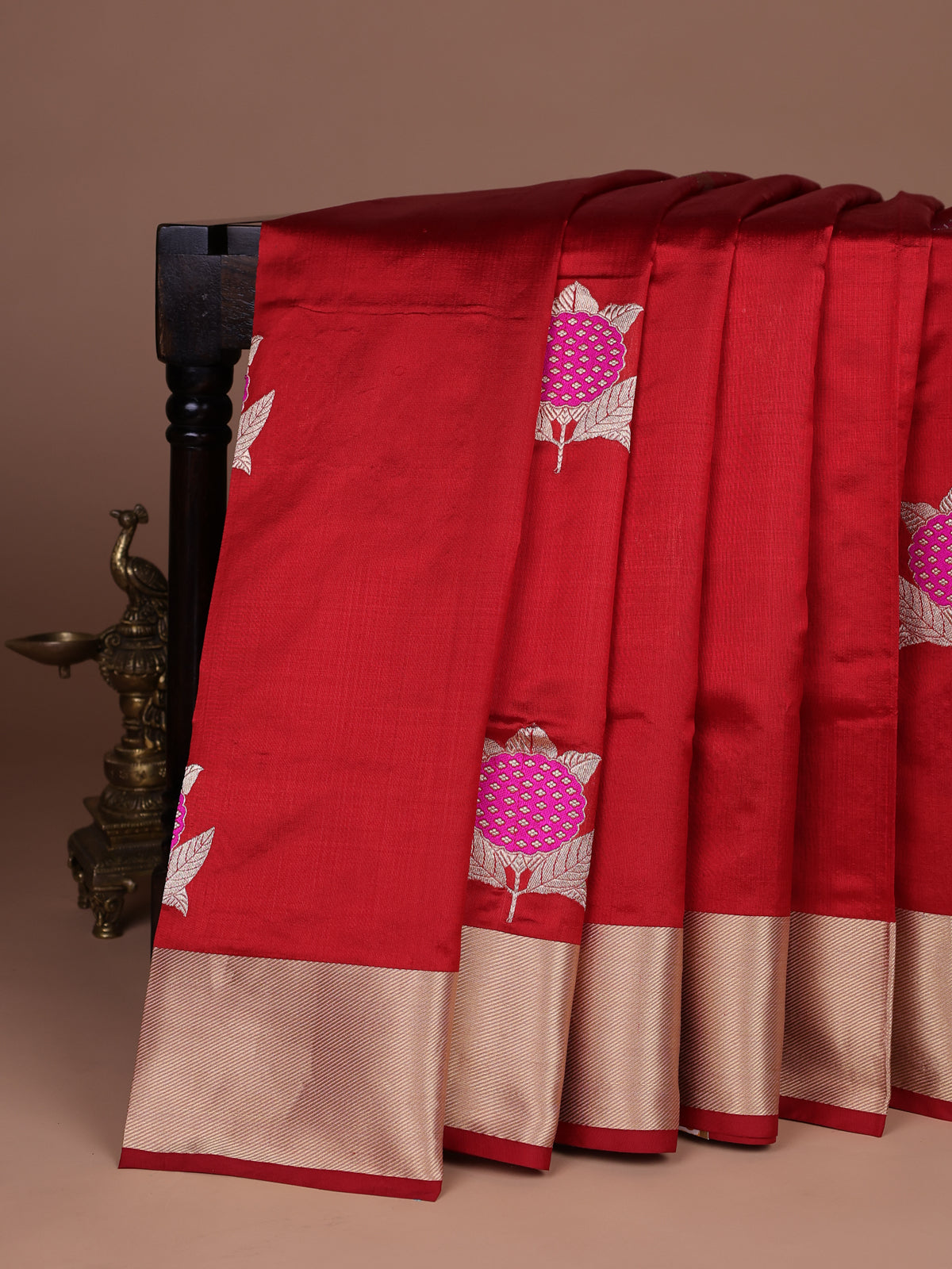 Red Chanderi Silk Saree