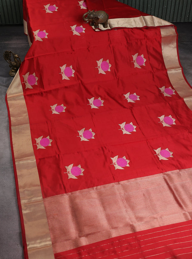 Red Chanderi Silk Saree