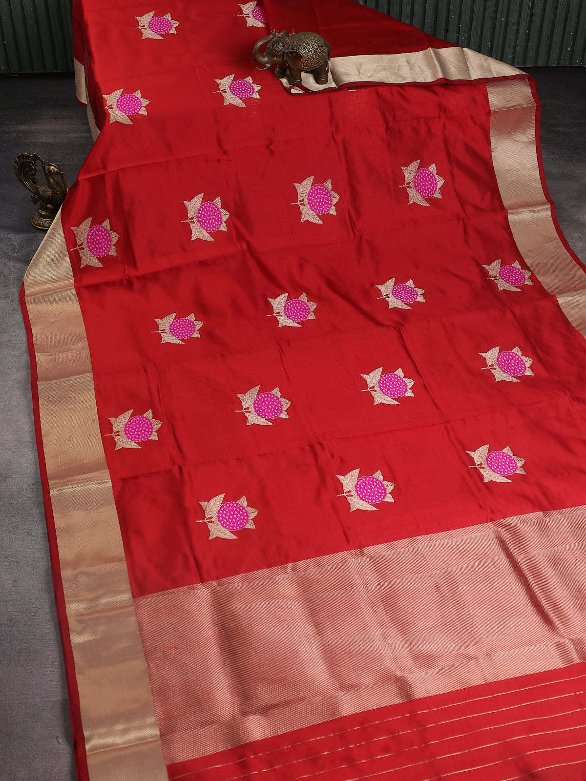 Red Chanderi Silk Saree