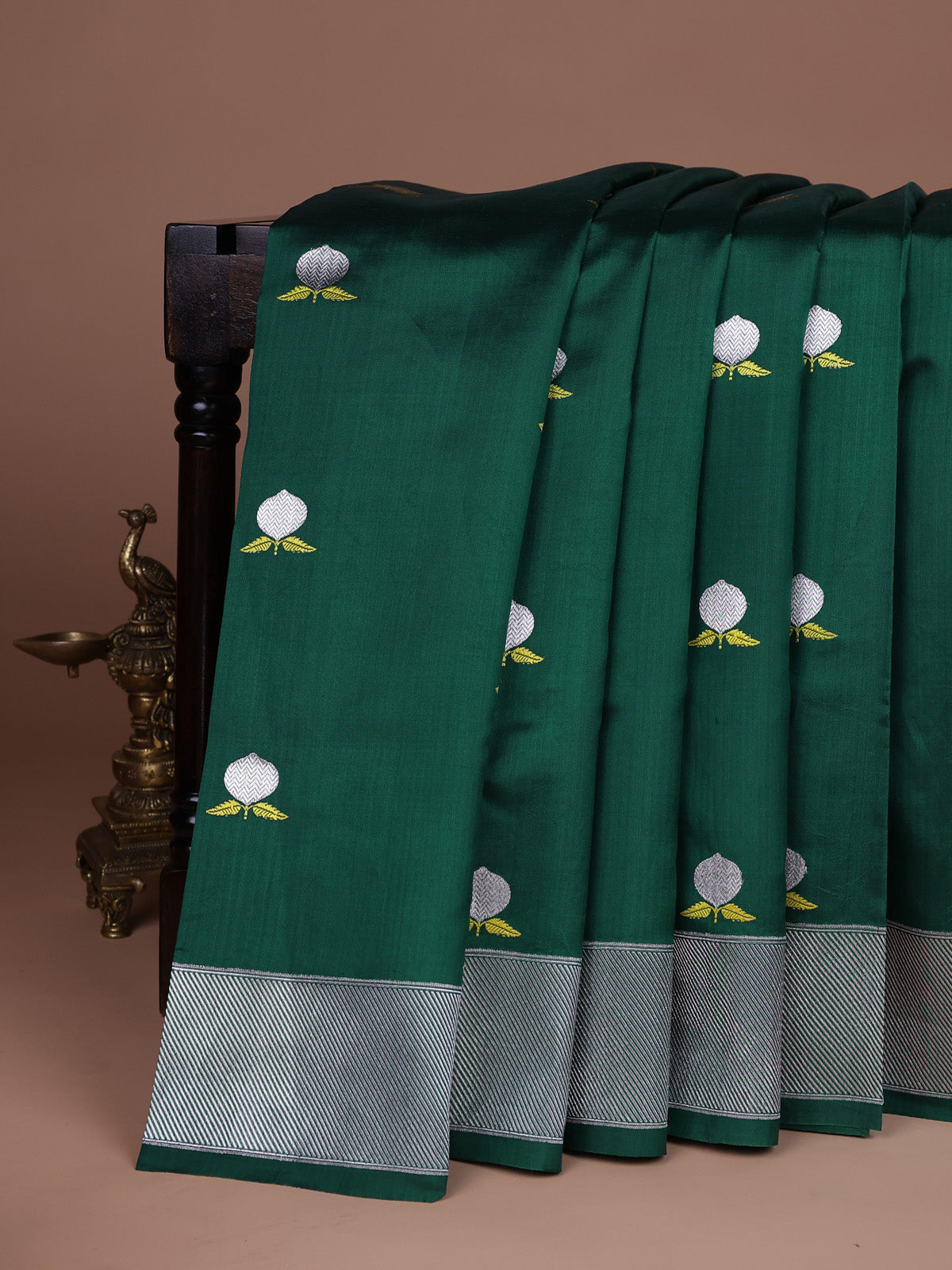 Peacock Green Chanderi Silk Saree