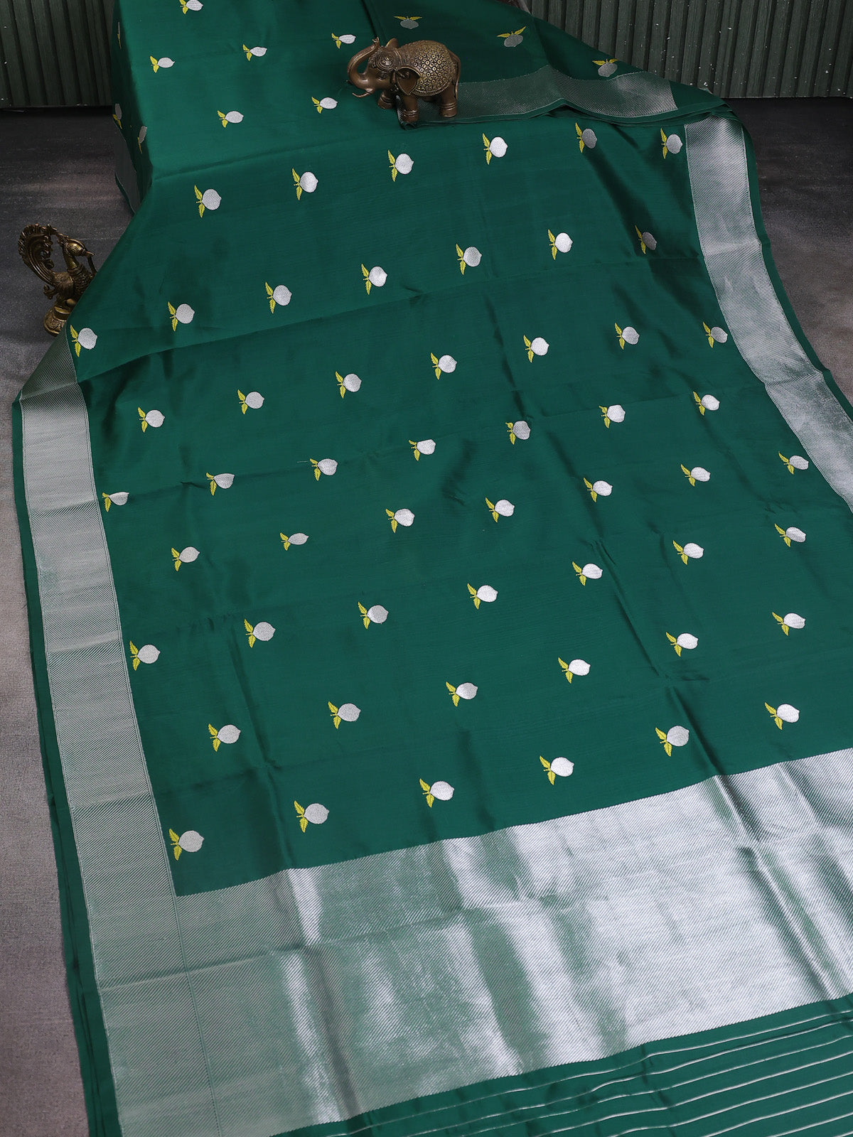 Peacock Green Chanderi Silk Saree