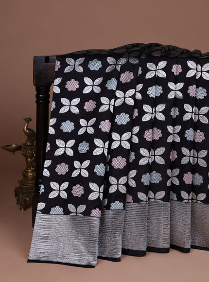 Black Chanderi Silk Saree