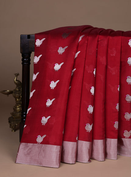 Red Chanderi Silk Saree