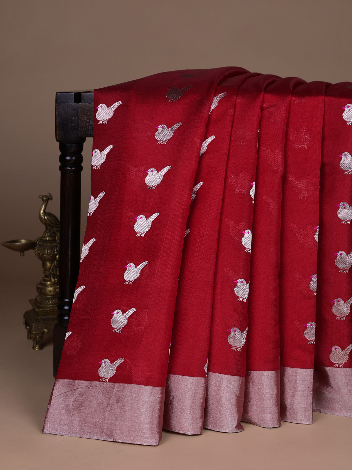 Red Chanderi Silk Saree