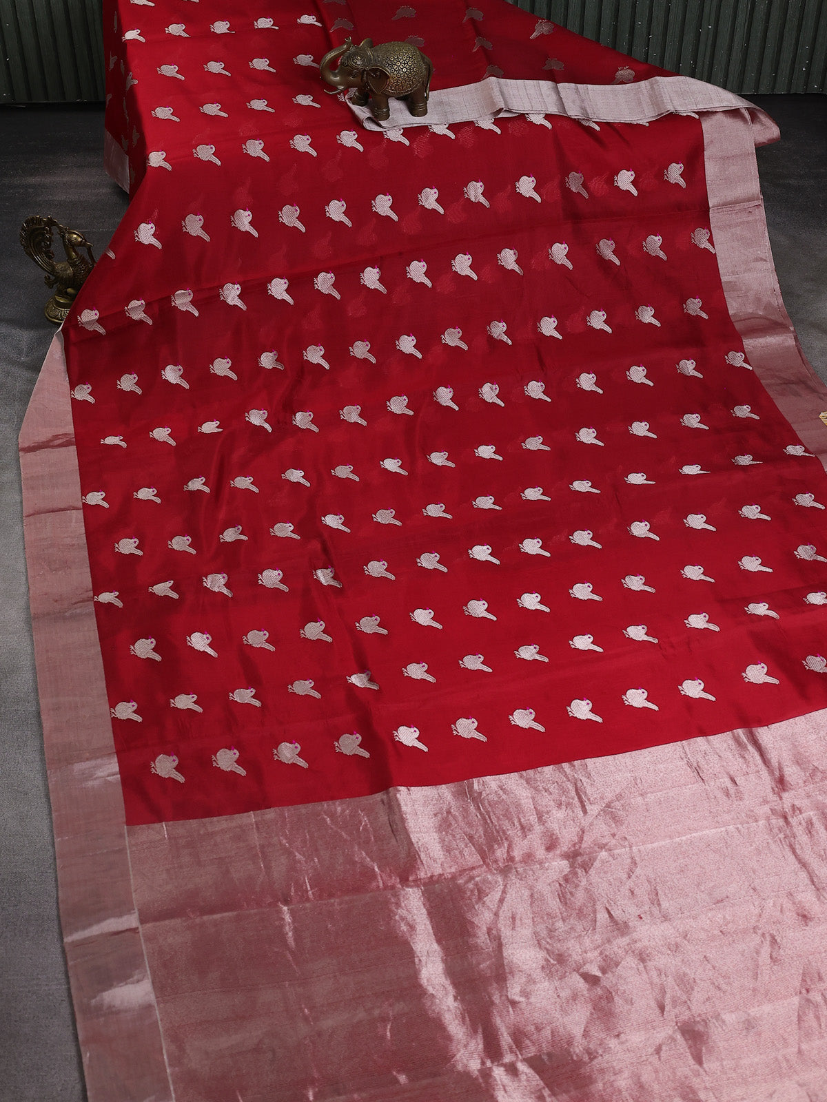 Red Chanderi Silk Saree