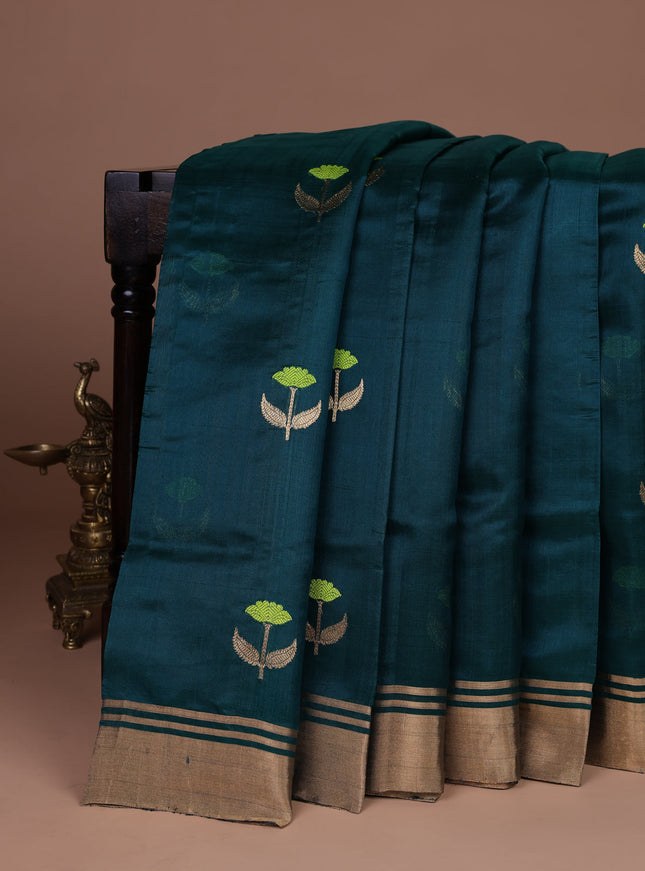 Peacock Green Chanderi Silk Saree