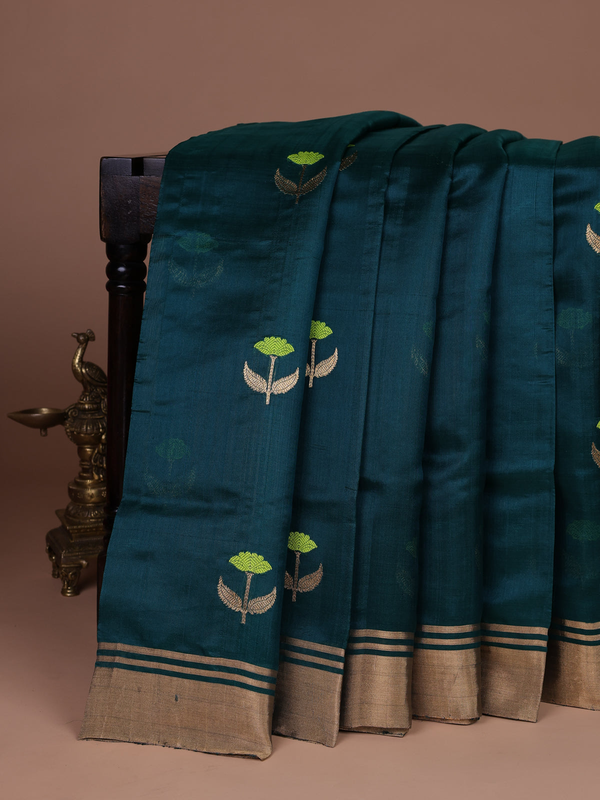 Peacock Green Chanderi Silk Saree