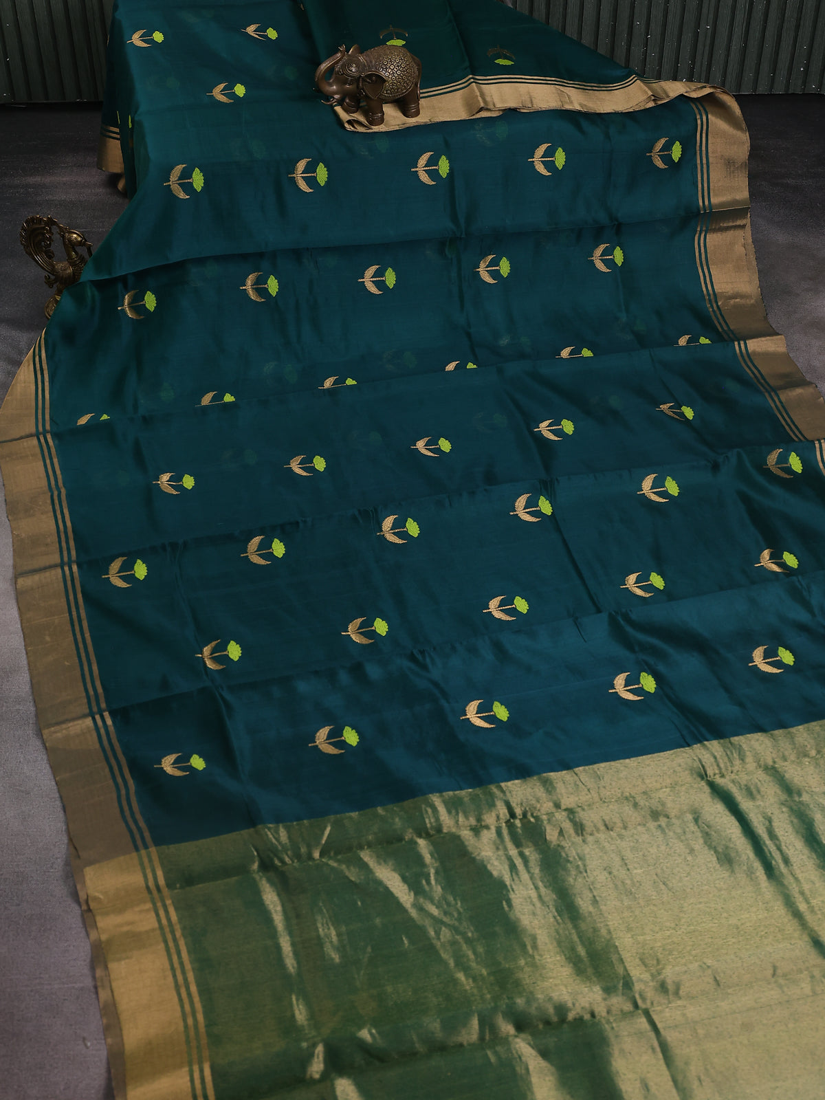 Peacock Green Chanderi Silk Saree