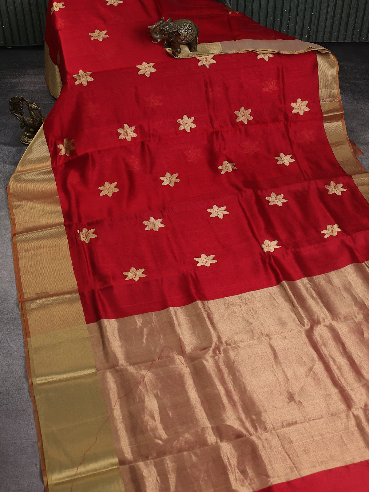 Red Chanderi Silk Saree