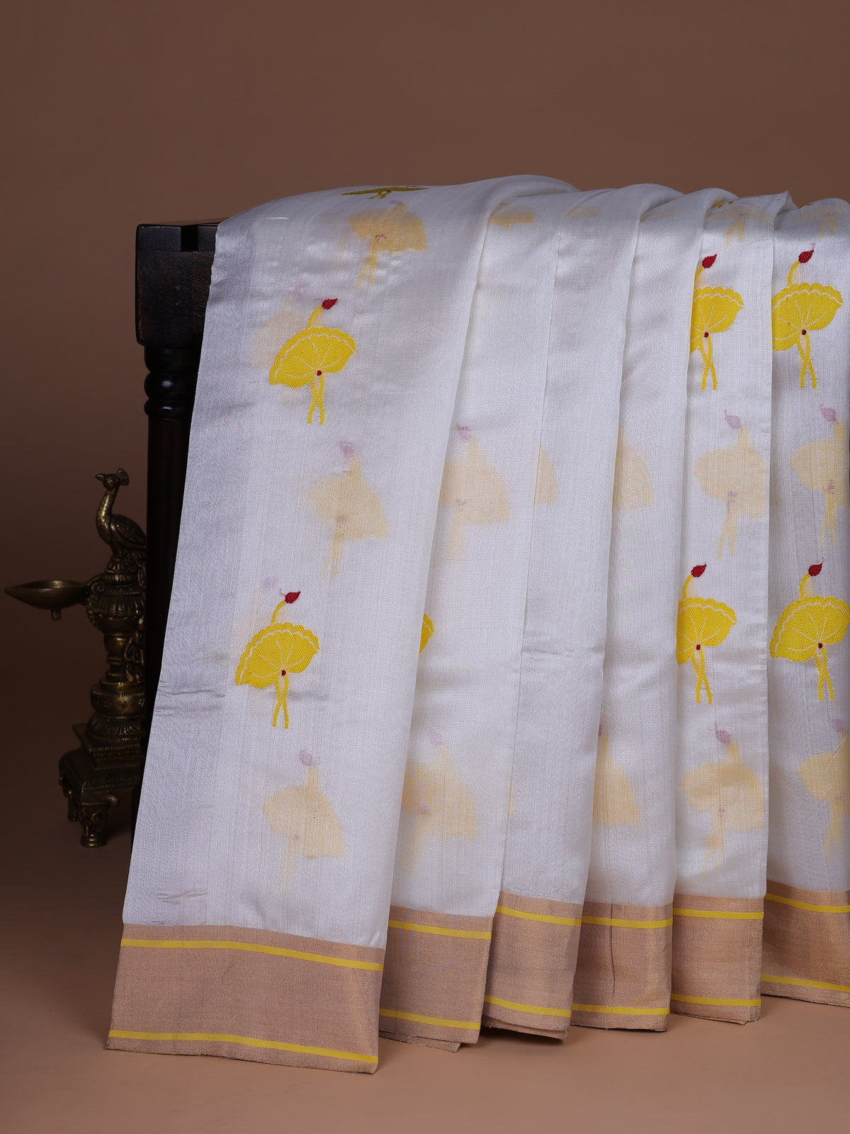 Off White Chanderi Silk Saree